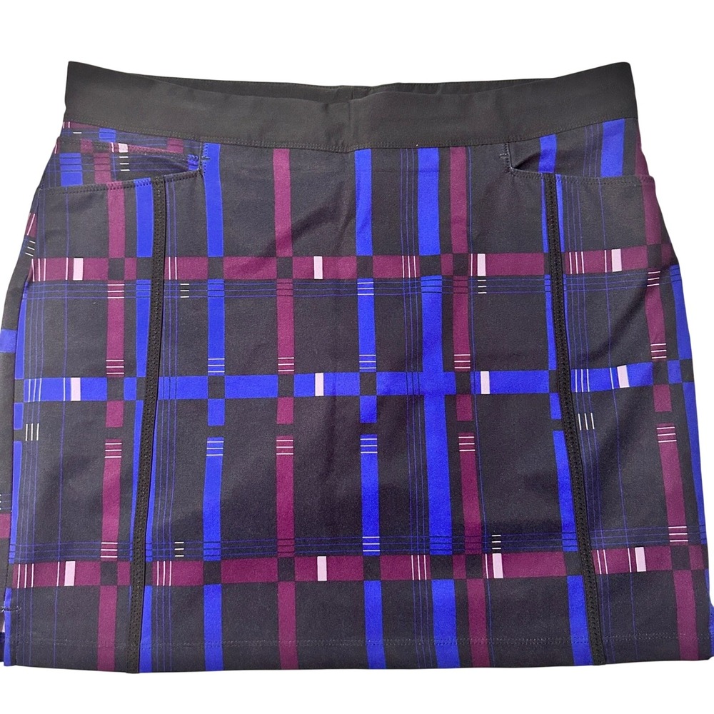 Adidas Golf Skort Pockets Geometric Black Blue Purple Poly Blend Womens Medium